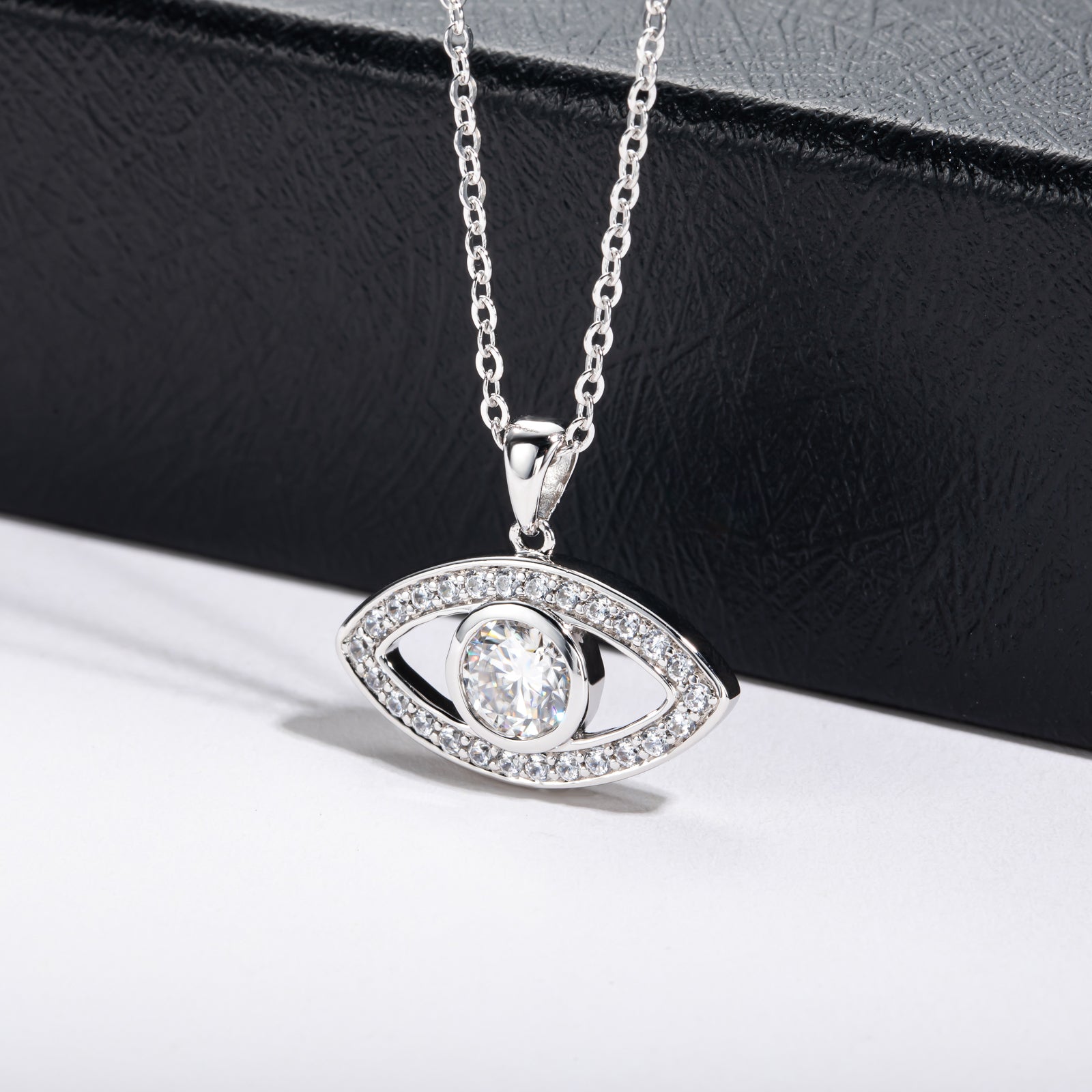 Moissanite Demon Eye Pendant Necklace