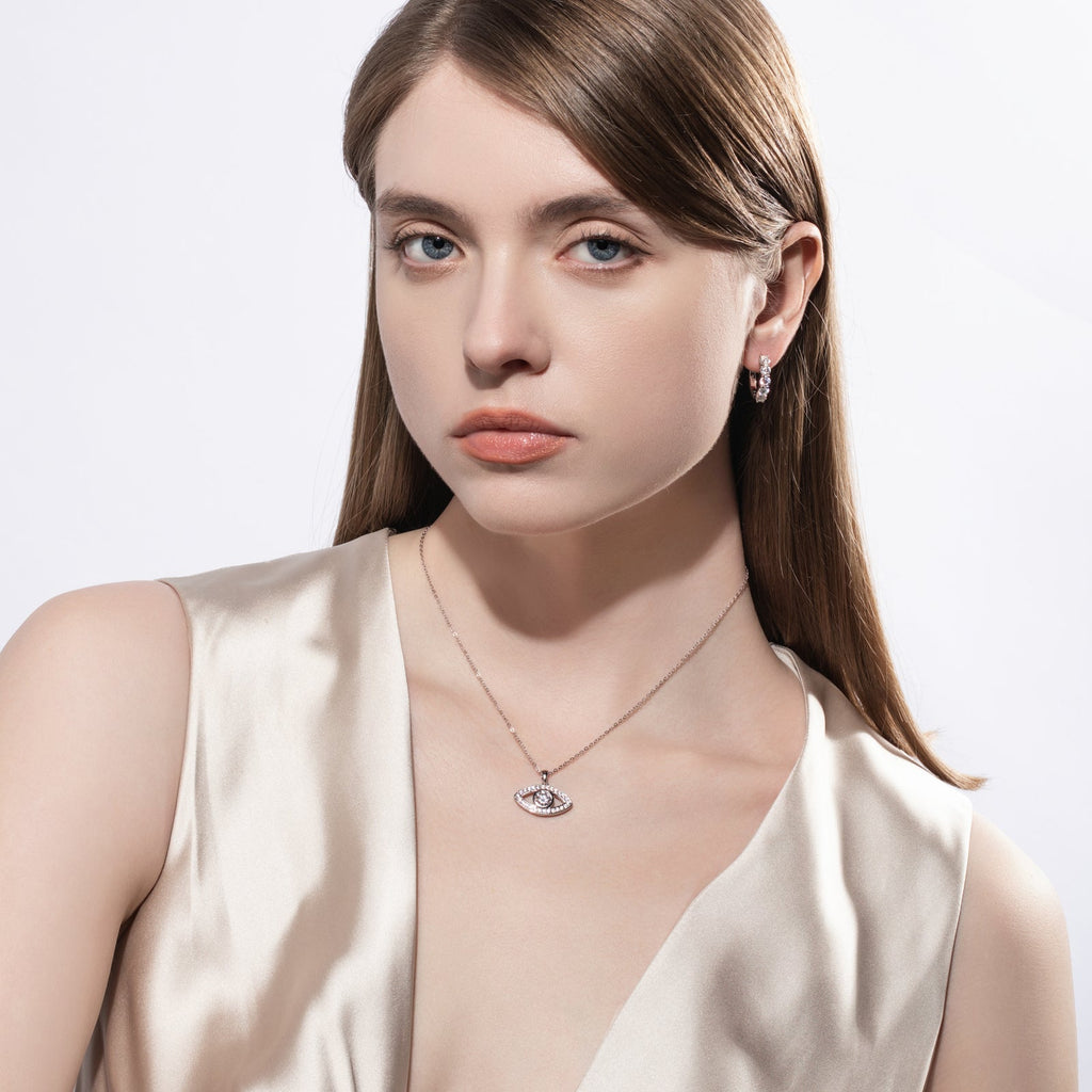 Moissanite Demon Eye Pendant Necklace