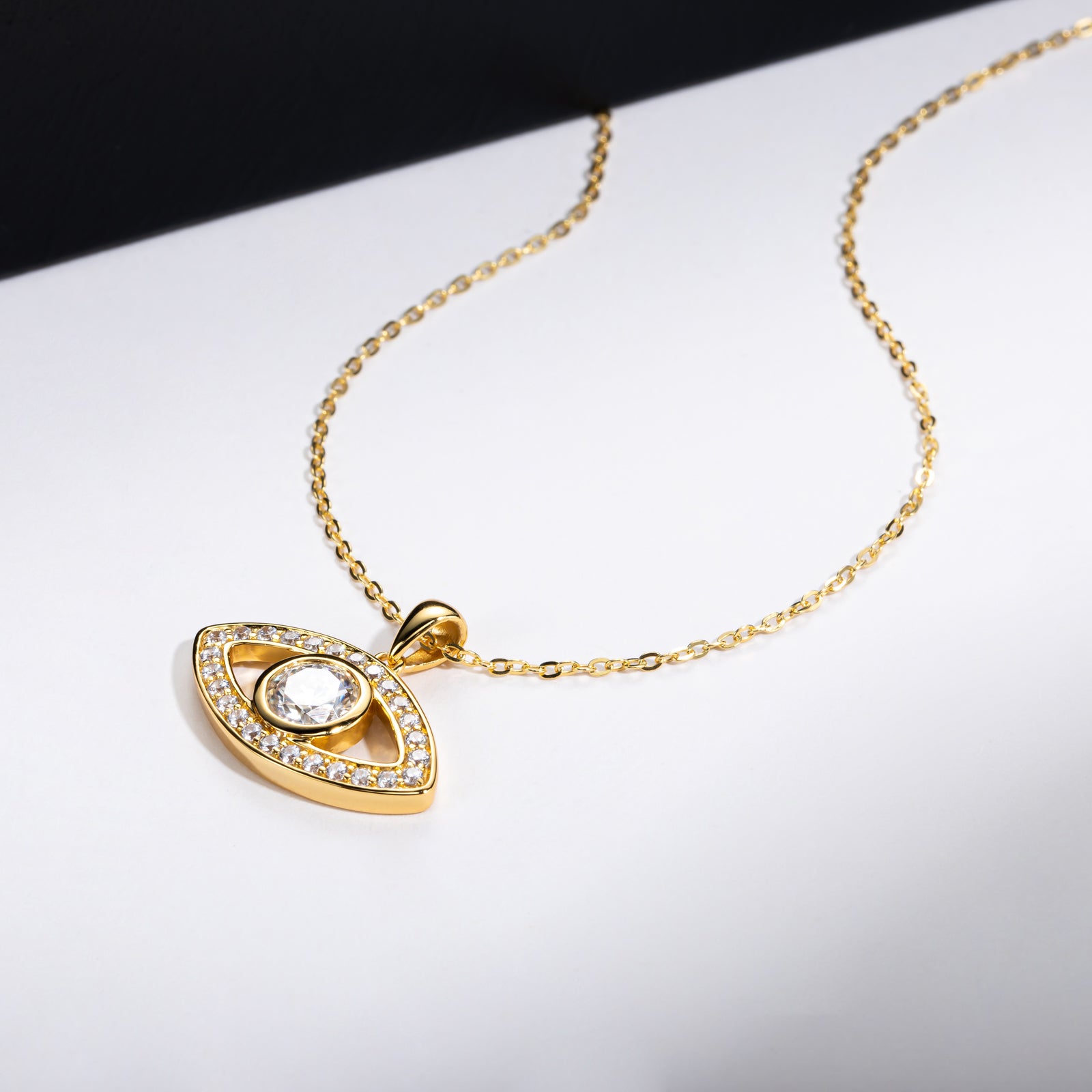 Moissanite Demon Eye Pendant Necklace