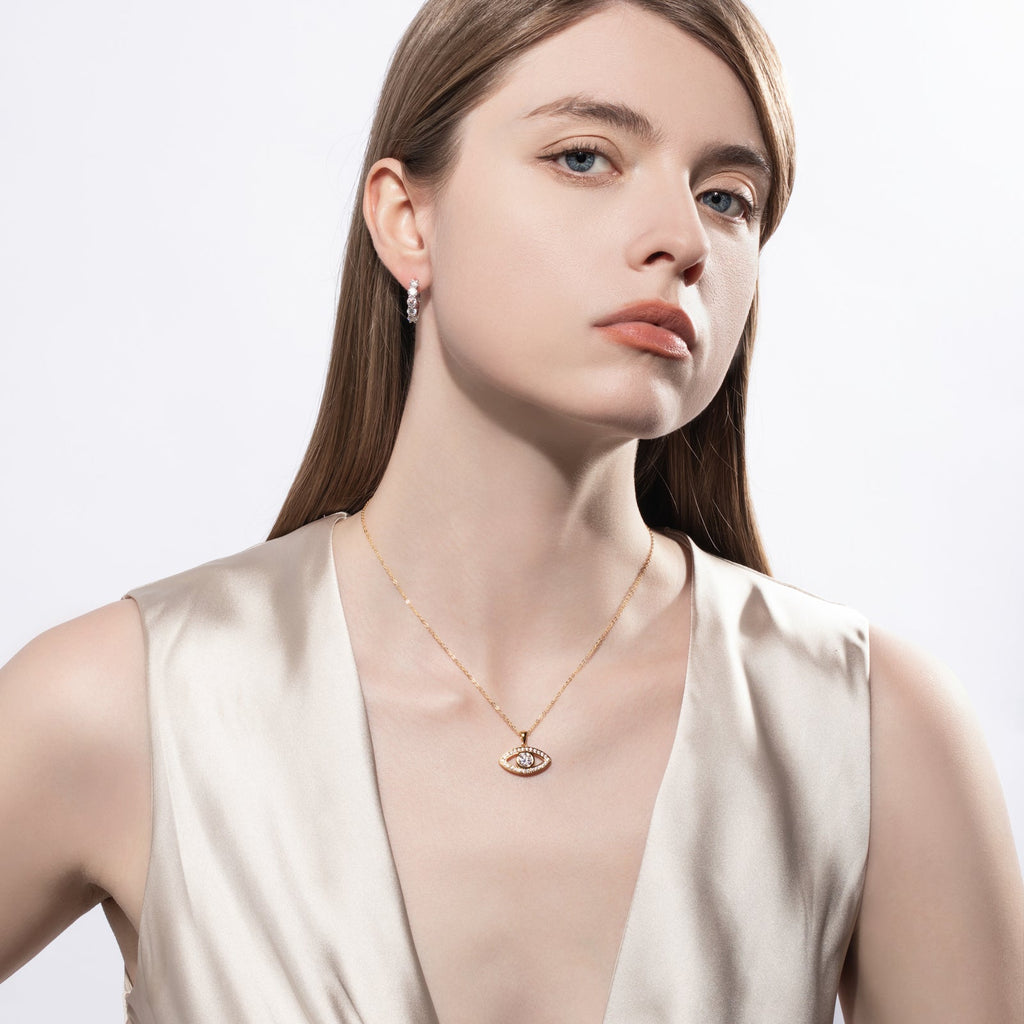 Moissanite Demon Eye Pendant Necklace