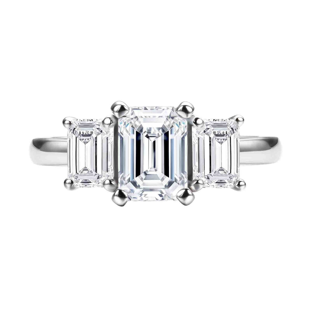 Emerald Cut 3 Stone Moissanite Engagement Ring (1.8 cttw)