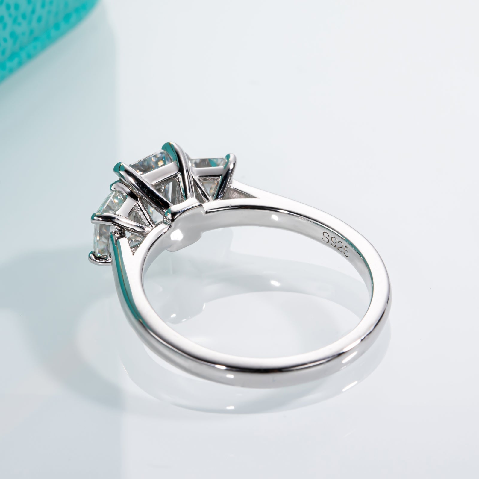 Emerald Cut 3 Stone Moissanite Engagement Ring (1.8 cttw)