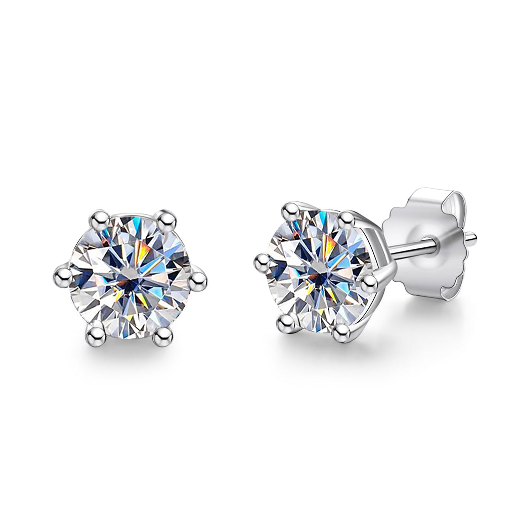 Round Cut Moissanite Stud Earrings (1/2/4/6cttw)