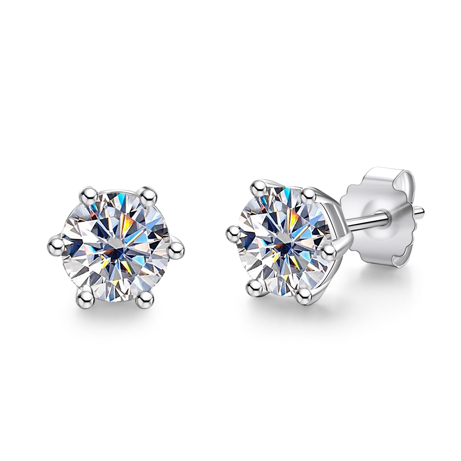 Round Cut Moissanite Stud Earrings (1/2/4/6cttw)