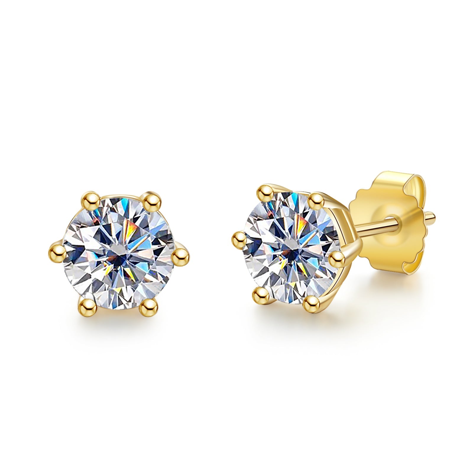 Round Cut Moissanite Stud Earrings (1/2/4/6cttw)
