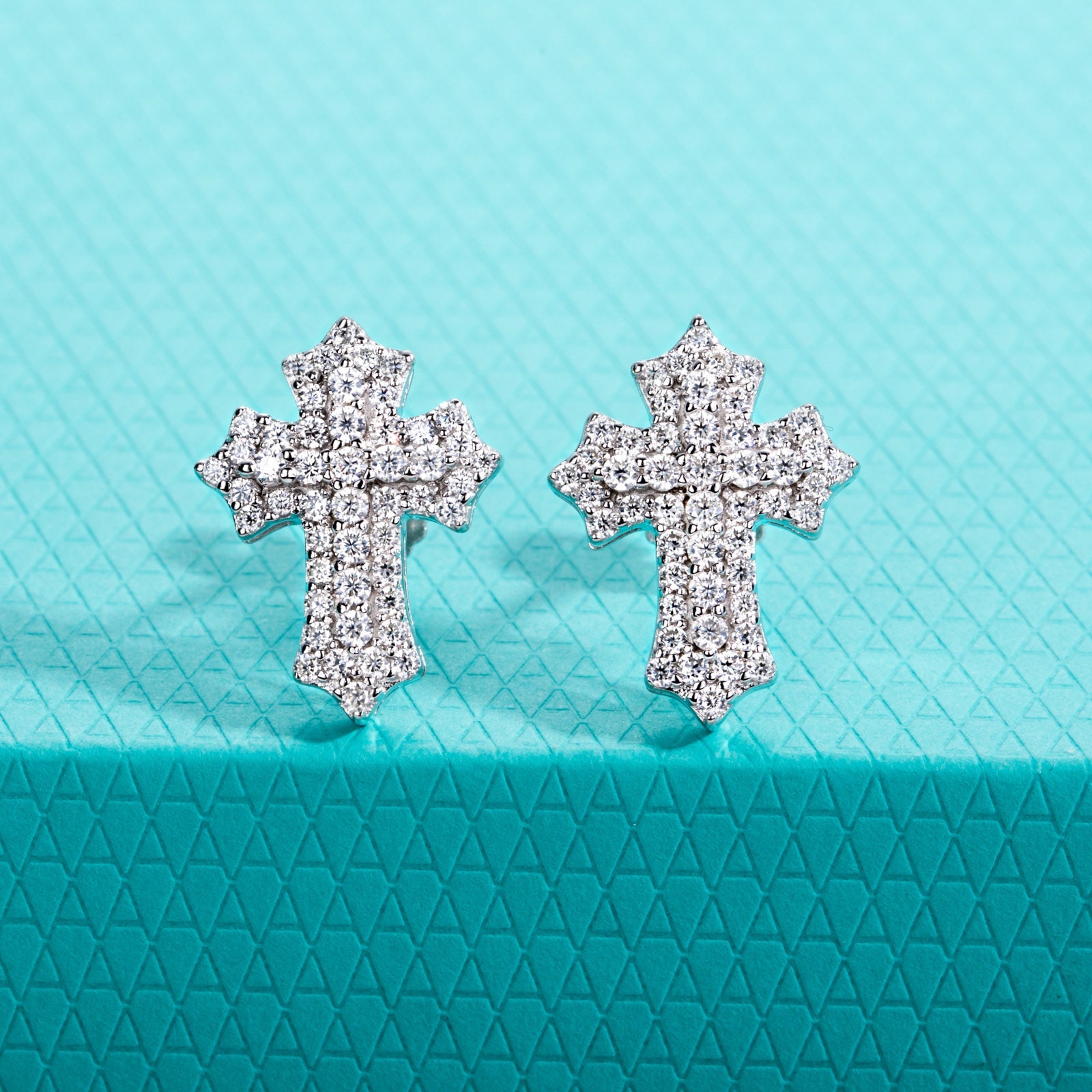 Iced Out Moissanite Cross Stud Earrings (0.78cttw)