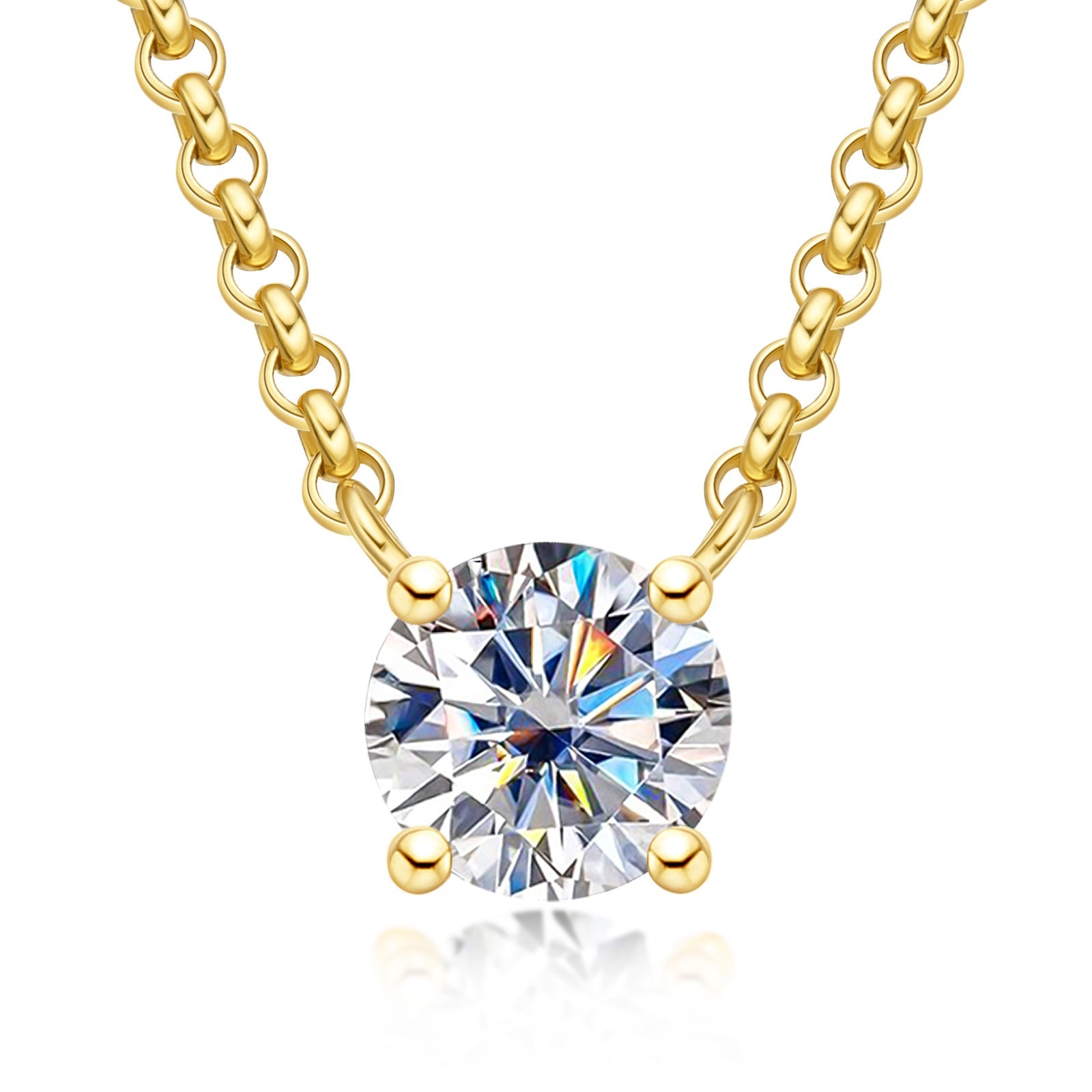 Round Cut Moissanite Pendant Necklace (1/2/3 ct)