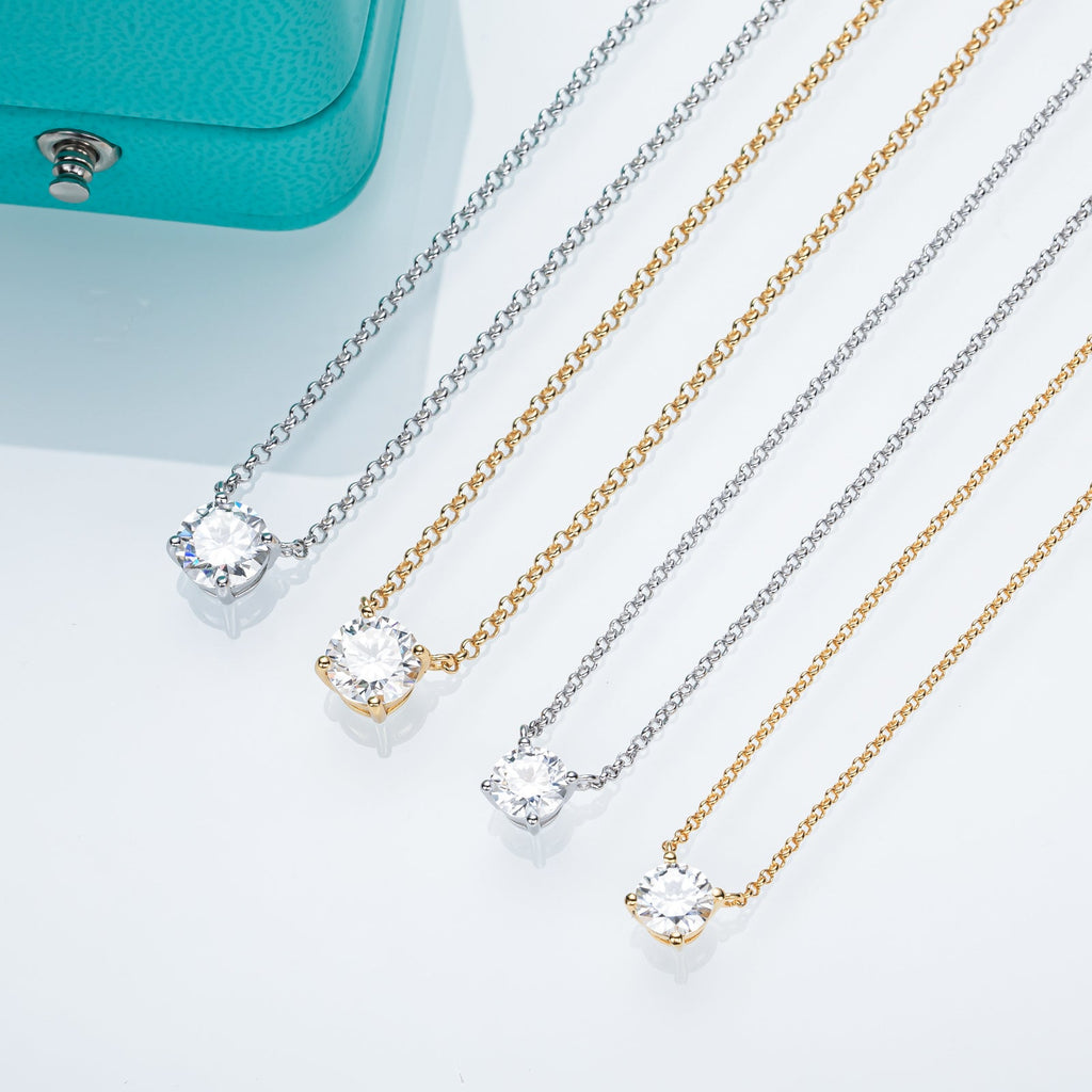Round Cut Moissanite Pendant Necklace (1/2/3 ct)