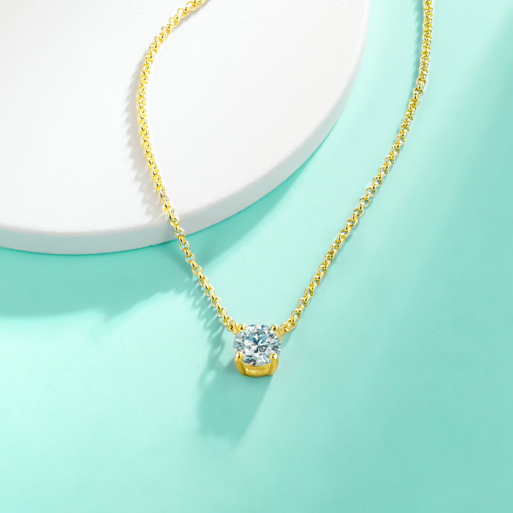 Round Cut Moissanite Pendant Necklace (1/2/3 ct)
