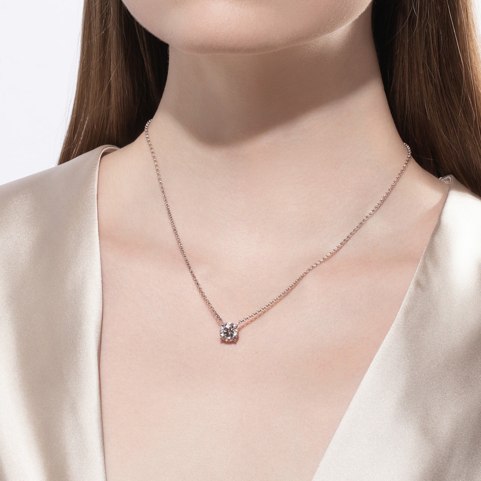 Round Cut Moissanite Pendant Necklace (1/2/3 ct)