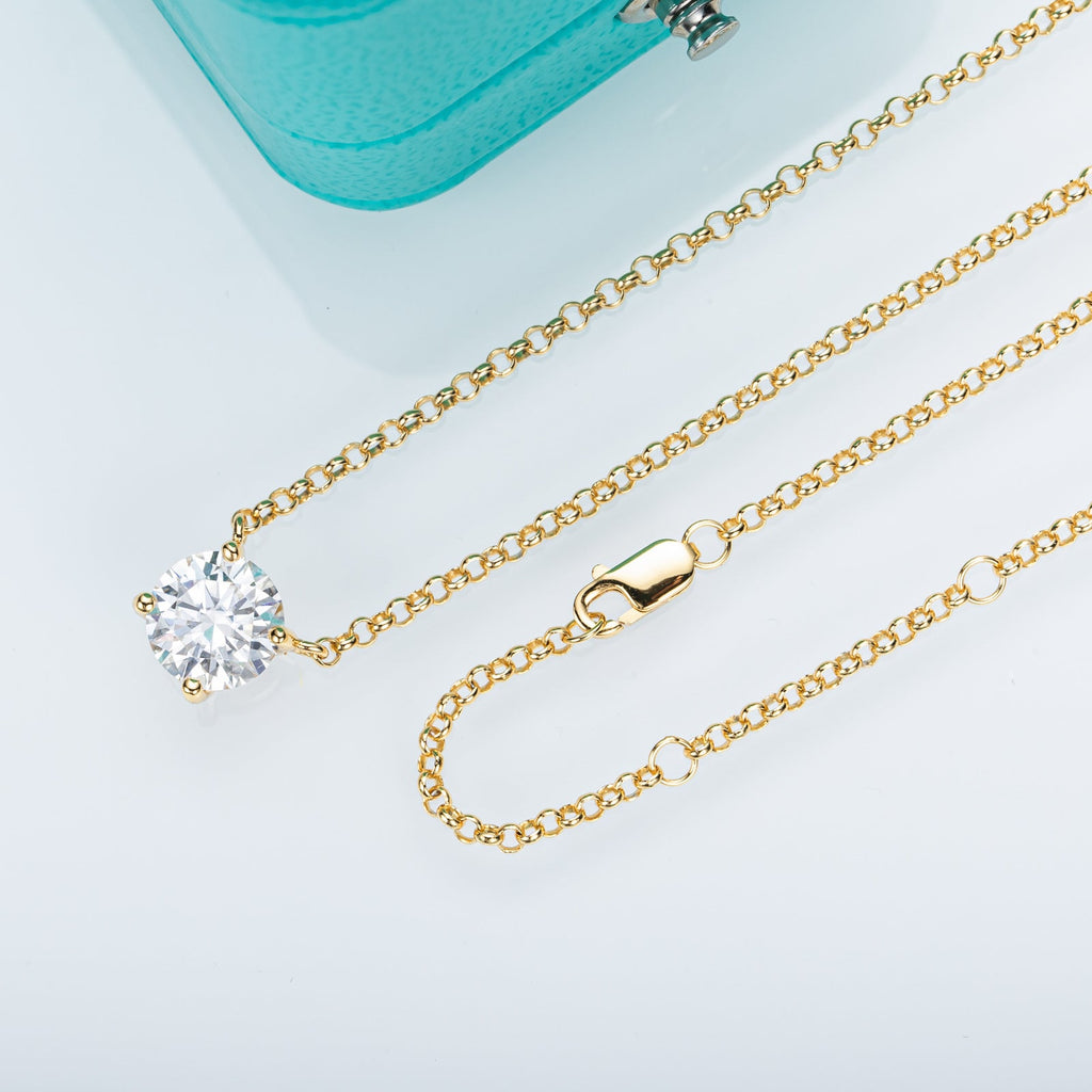 Round Cut Moissanite Pendant Necklace (1/2/3 ct)