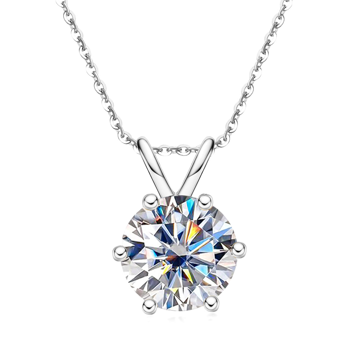 Round Cut Moissanite Pendant Necklace (1/3/5ct)