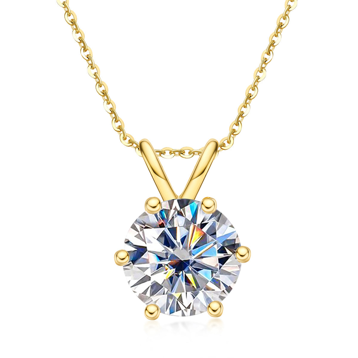 Round Cut Moissanite Pendant Necklace (1/3/5ct)