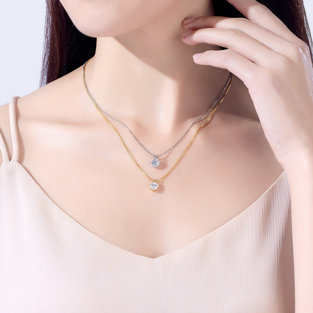 Round Cut Moissanite Pendant Necklace (1/3/5ct)