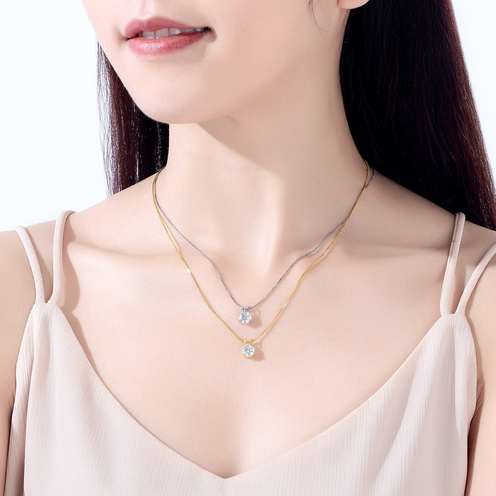 Round Cut Moissanite Pendant Necklace (1 ct)