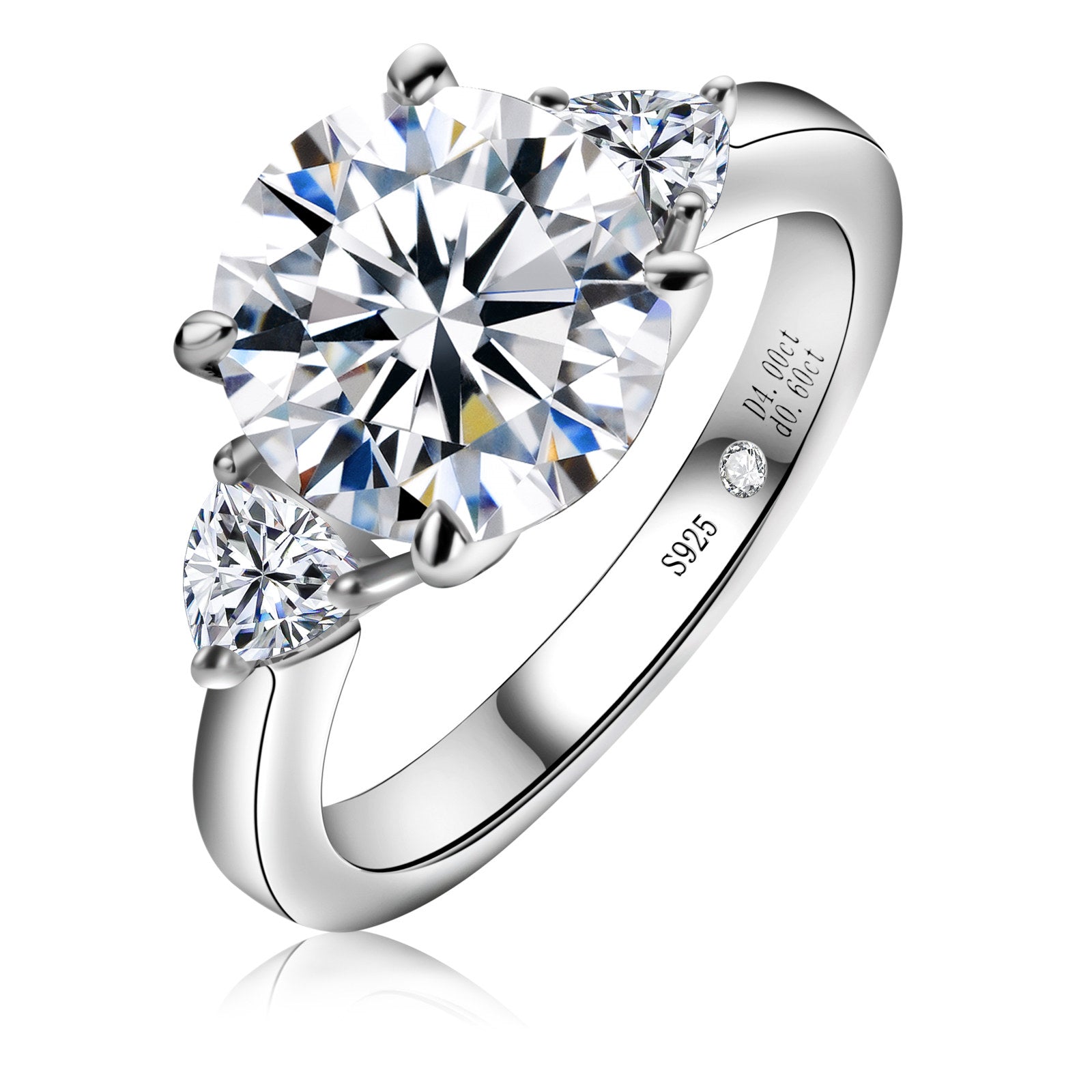 Round Cut 3 Stone Moissanite Engagement Ring (4.6 cttw)