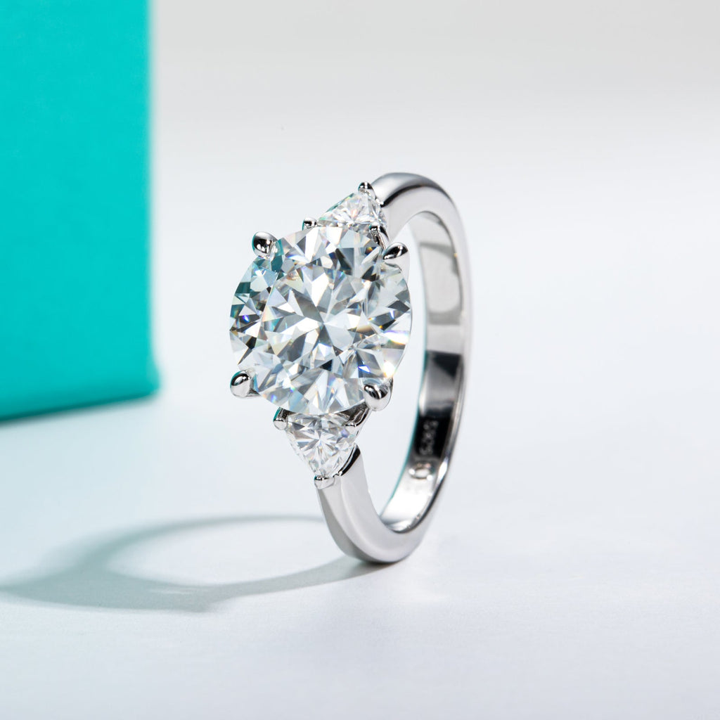 Round Cut 3 Stone Moissanite Engagement Ring (4.6 cttw)