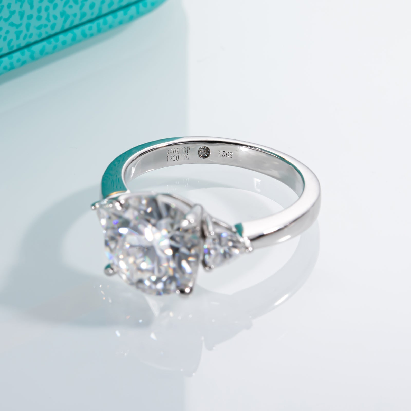 Round Cut 3 Stone Moissanite Engagement Ring (4.6 cttw)