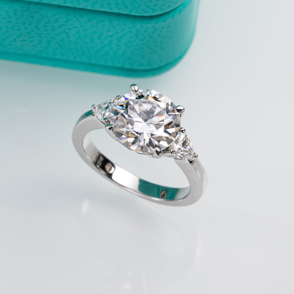 Round Cut 3 Stone Moissanite Engagement Ring (4.6 cttw)