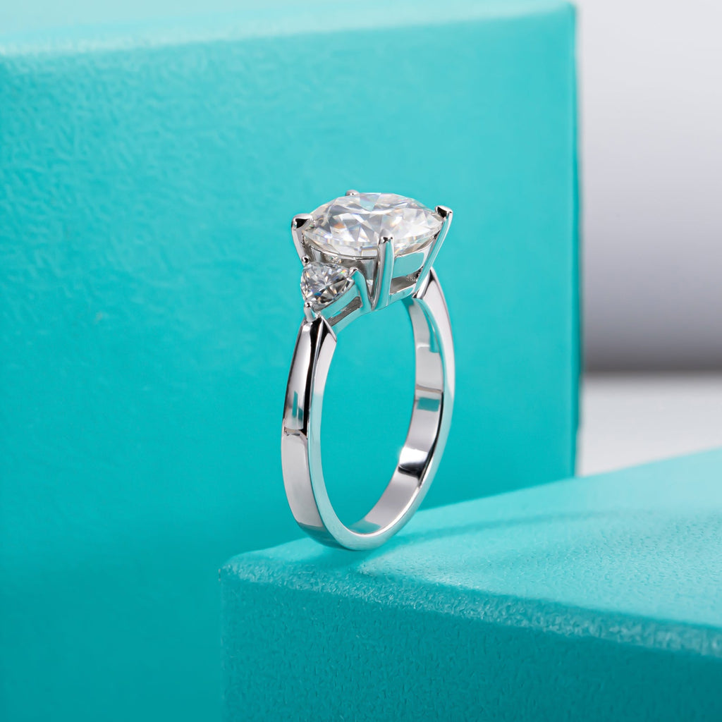 Round Cut 3 Stone Moissanite Engagement Ring (4.6 cttw)