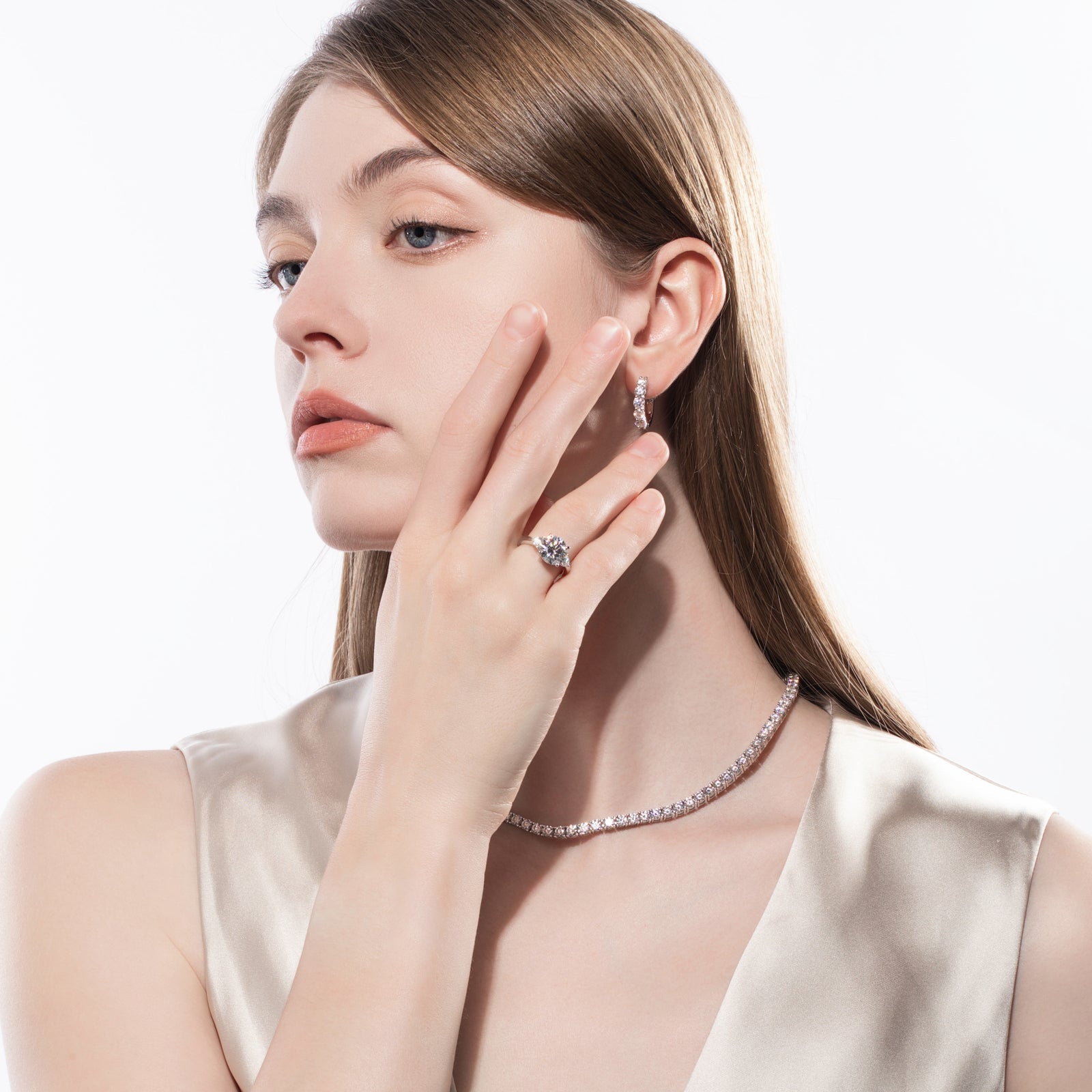 Round Cut 3 Stone Moissanite Engagement Ring (4.6 cttw)