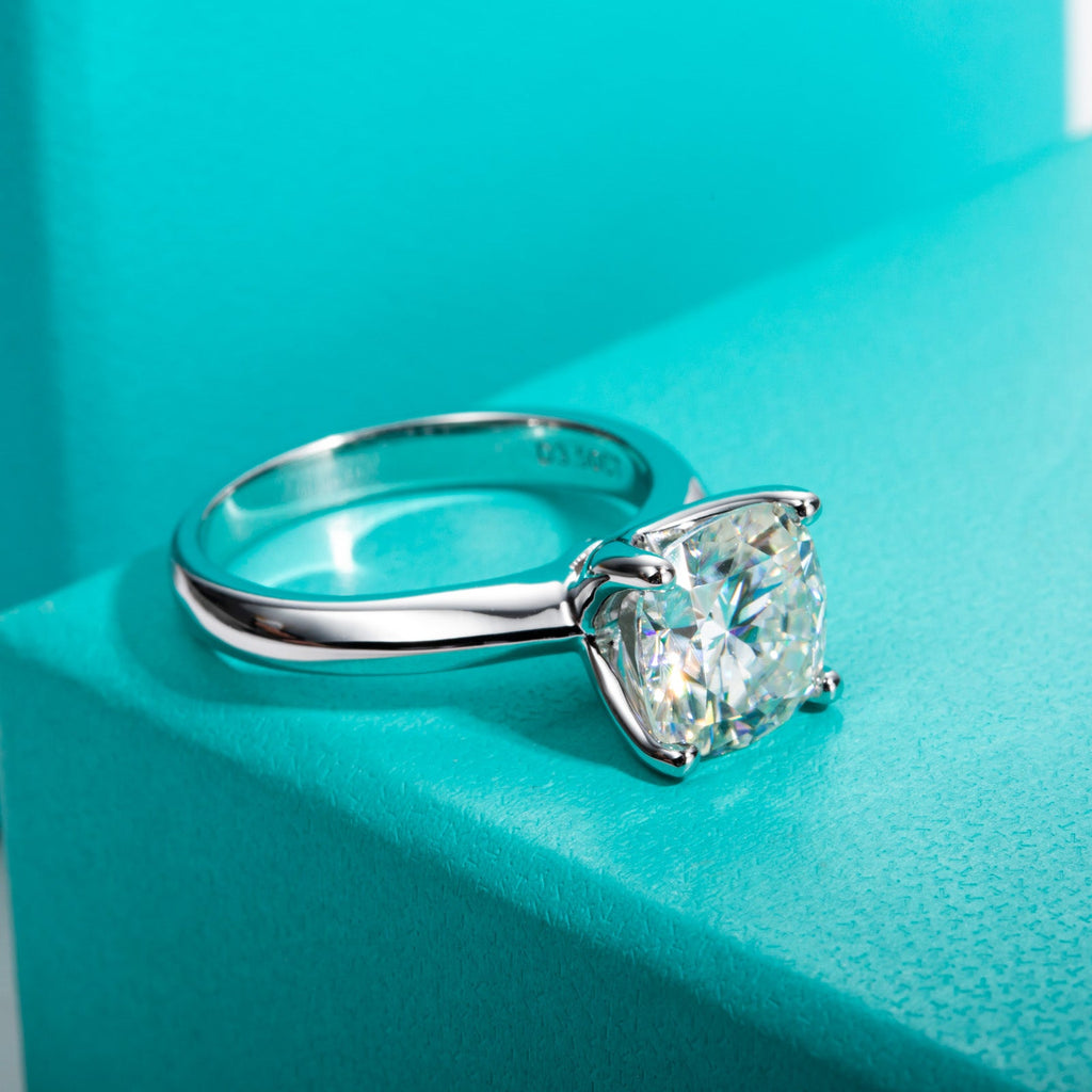 Cushion Cut Moissanite Engagement Ring (3.5 ct)