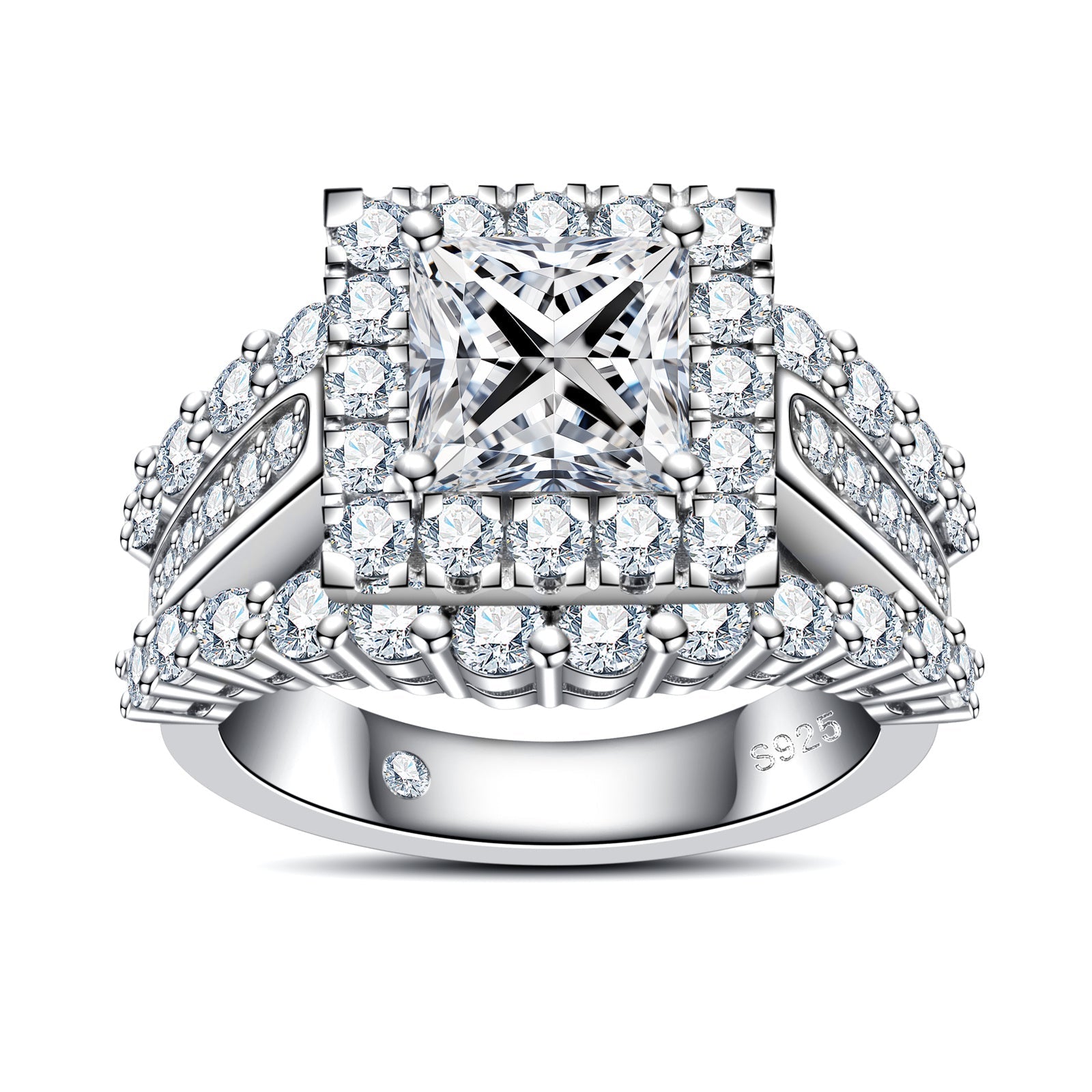 Princess Cut Halo Moissanite Engagement Ring (3.88 cttw)