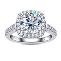 Cushion Cut Halo Moissanite Engagement Ring (3.96 cttw)