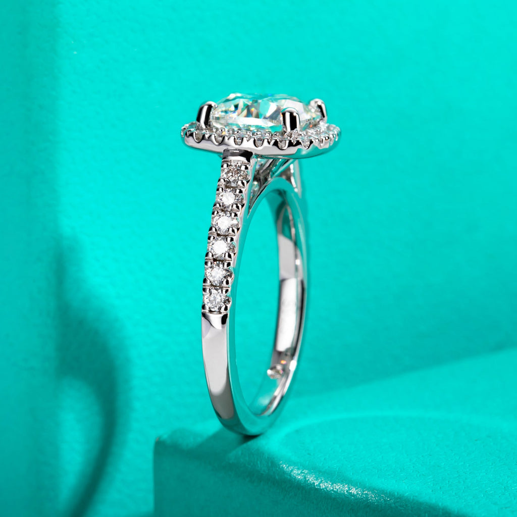 Cushion Cut Halo Moissanite Engagement Ring (3.96 cttw)