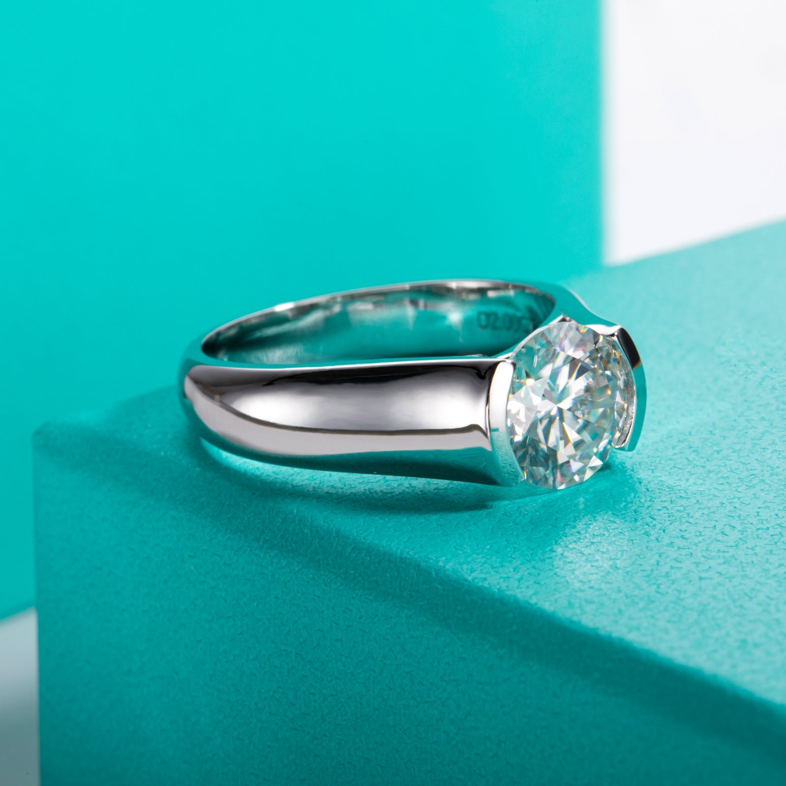 Round Cut Tension Moissanite Engagement Ring (2/3 ct)