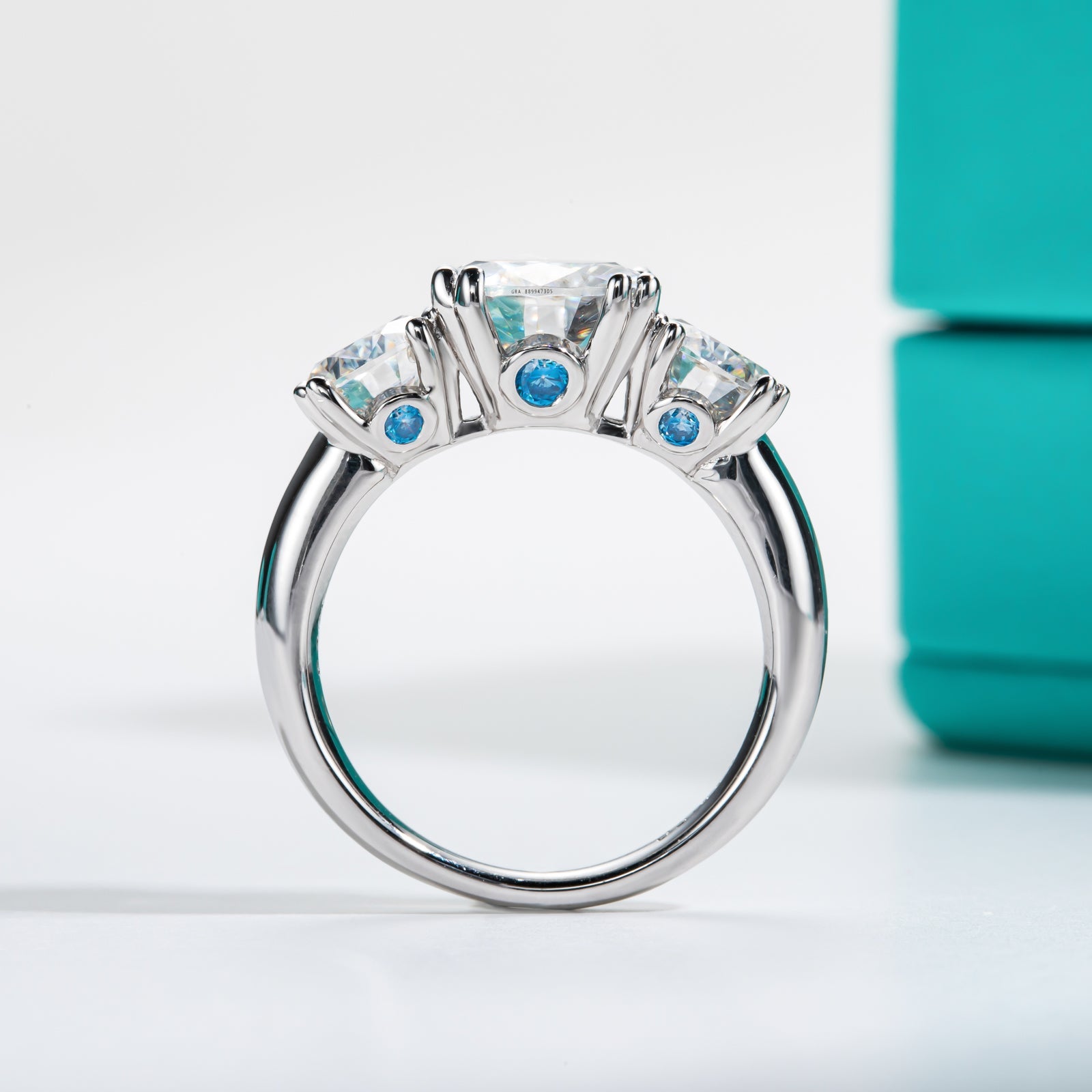 Round Cut 3 Stone Moissanite Engagement Ring (5 cttw)