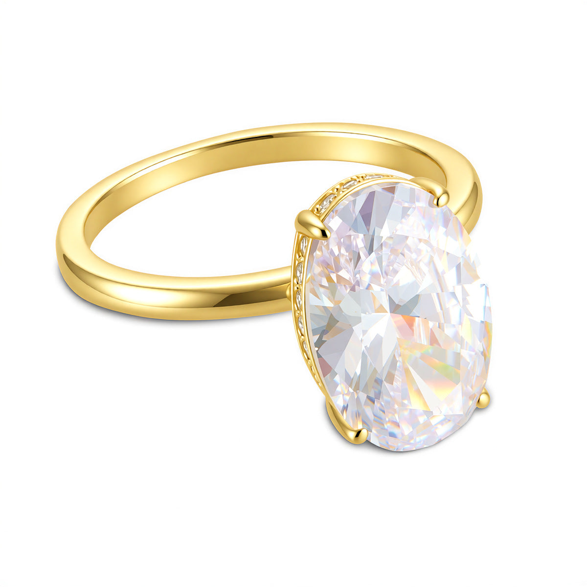 S925 Sterling Silver 4.5 CT Oval Cut 5A Cubic Zirconia Ring for Women, Premium Luxury 8x12mm Simulated Diamond Statement Ring, High Quality Fine Jewelry