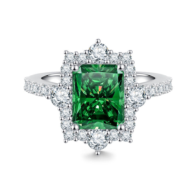 Luxury 4-Carat Moissanite Cluster Ring, 925 Sterling Silver Engagement & Wedding Band with Diamond Accents