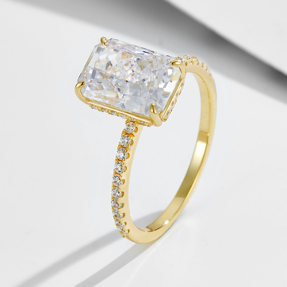 925 Sterling Silver 3.5 CT Ice Flower Cut 5A Zircon Ring Set for Women, Luxury Cushion Cut Stackable Bridal Rings, Trendy Aesthetic Jewelry Gift