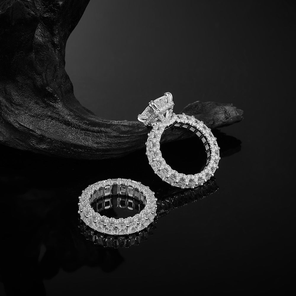 5CT Radiant Cut Stackable Ring Set | Luxury 925 Sterling Silver 3-Piece Wedding Band & Engagement Ring for Women