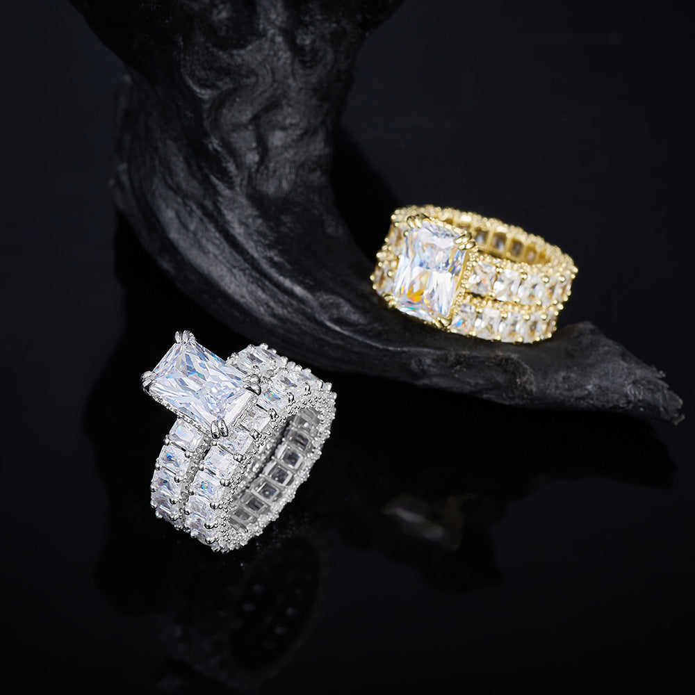 5CT Radiant Cut Stackable Ring Set | Luxury 925 Sterling Silver 3-Piece Wedding Band & Engagement Ring for Women