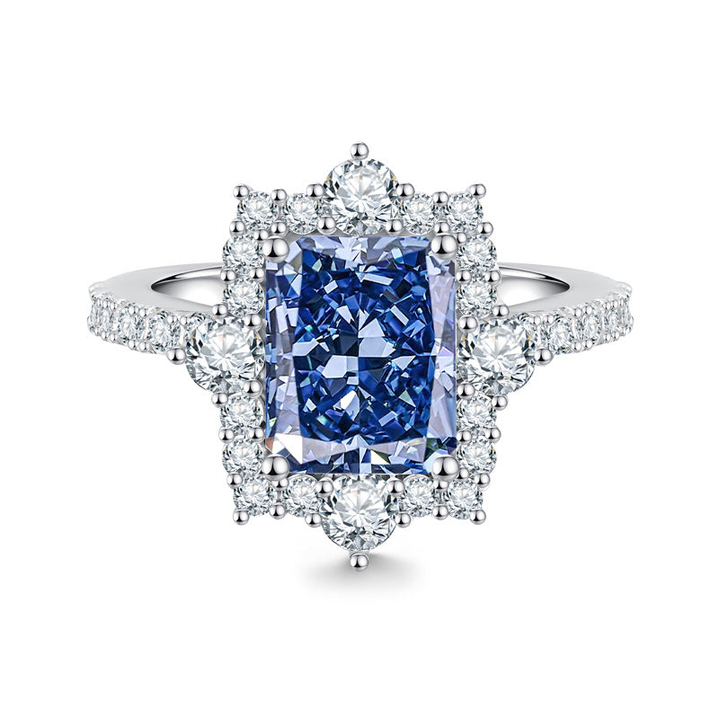 Luxury 4-Carat Moissanite Cluster Ring, 925 Sterling Silver Engagement & Wedding Band with Diamond Accents