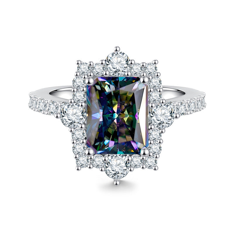 Luxury 4-Carat Moissanite Cluster Ring, 925 Sterling Silver Engagement & Wedding Band with Diamond Accents