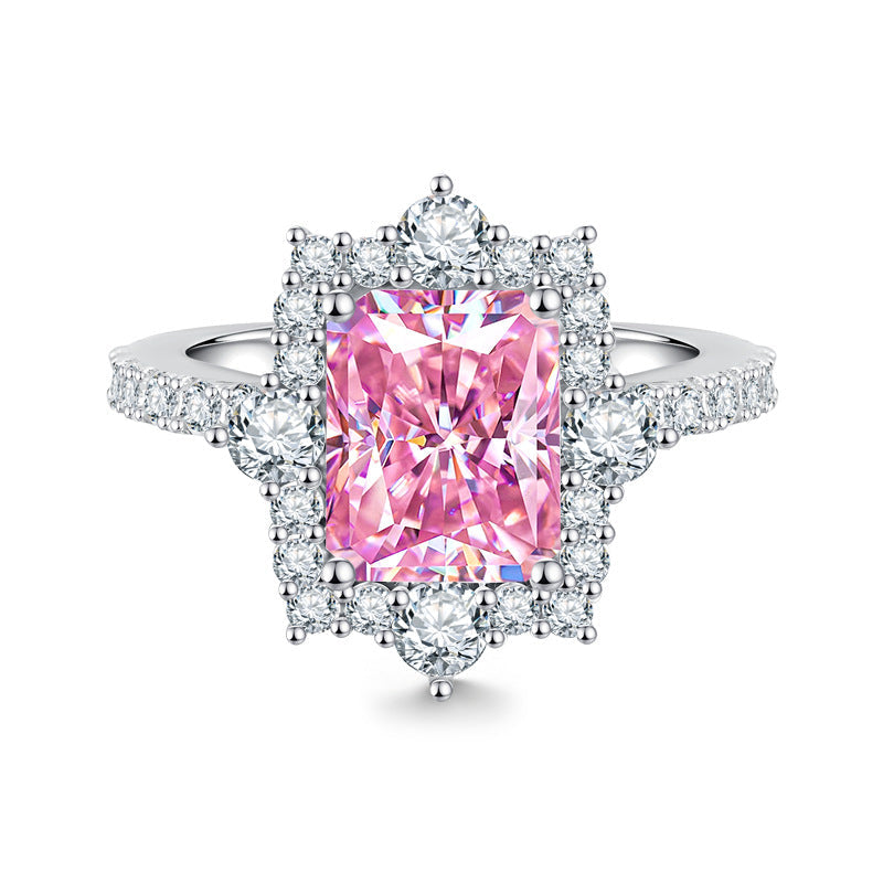 Luxury 4-Carat Moissanite Cluster Ring, 925 Sterling Silver Engagement & Wedding Band with Diamond Accents