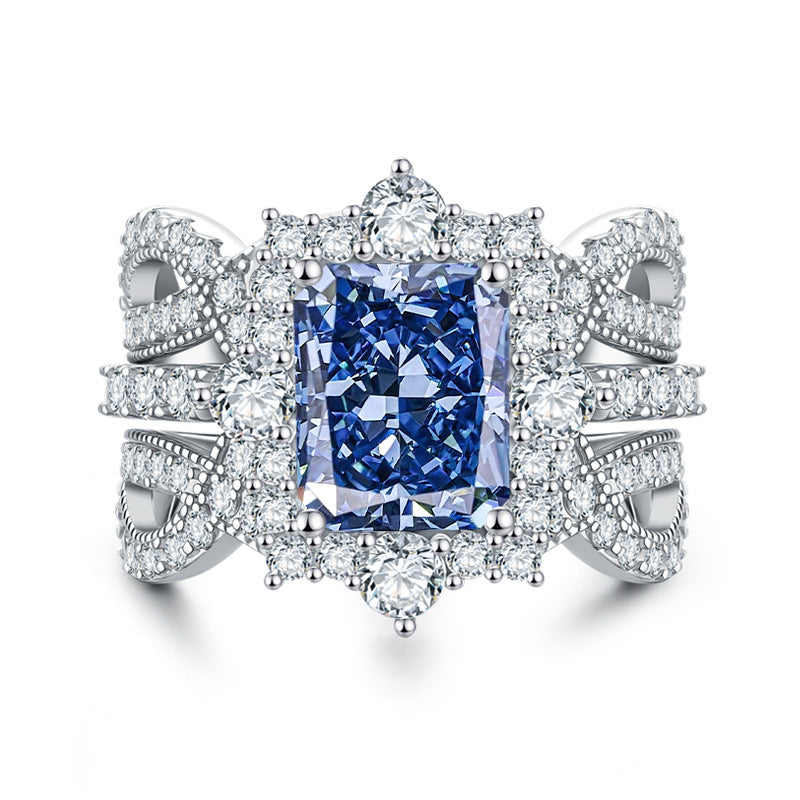 Luxury 4-Carat Moissanite Cluster Ring, 925 Sterling Silver Engagement & Wedding Band with Diamond Accents