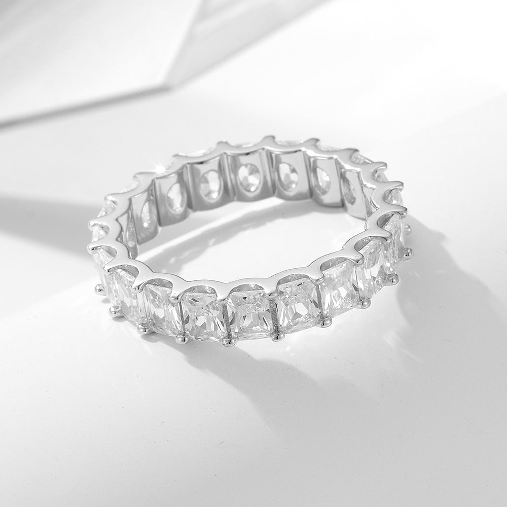925 Sterling Silver 3.5 CT Square Cut 5A Cubic Zirconia Ring Set for Women, Minimalist Stackable Diamond Rings, Trendy Aesthetic Jewelry Gift