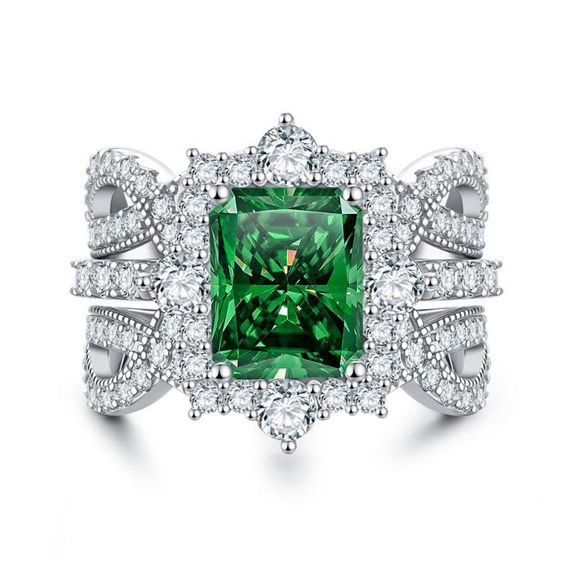 Luxury 4-Carat Moissanite Cluster Ring, 925 Sterling Silver Engagement & Wedding Band with Diamond Accents