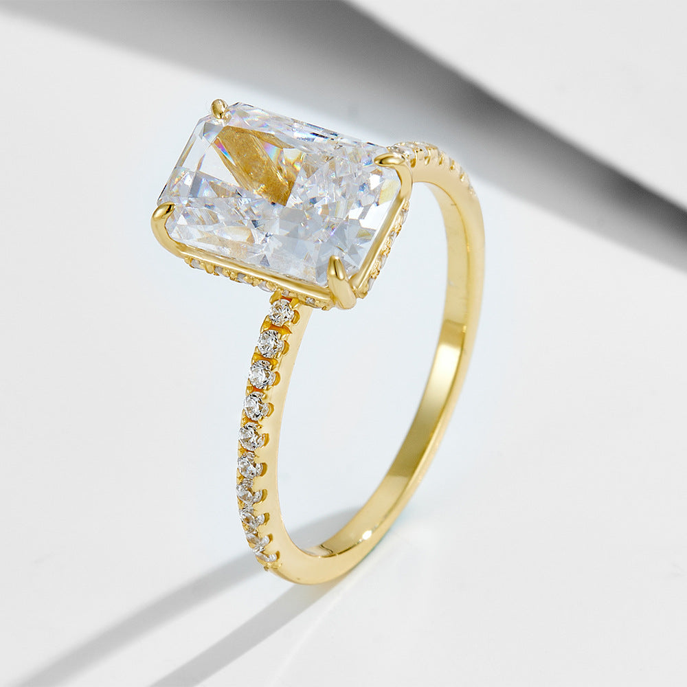 S925 Sterling Silver Square Cut 5A Cubic Zirconia Ring Set for Women, Minimalist Stackable Diamond Rings, Trendy Aesthetic Jewelry Gift
