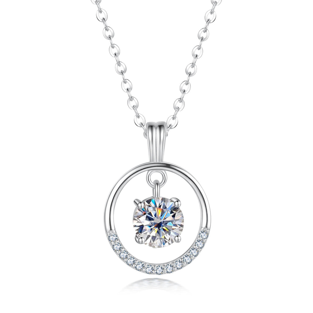 Round Cut Half Circle Moissanite Pendant Necklace