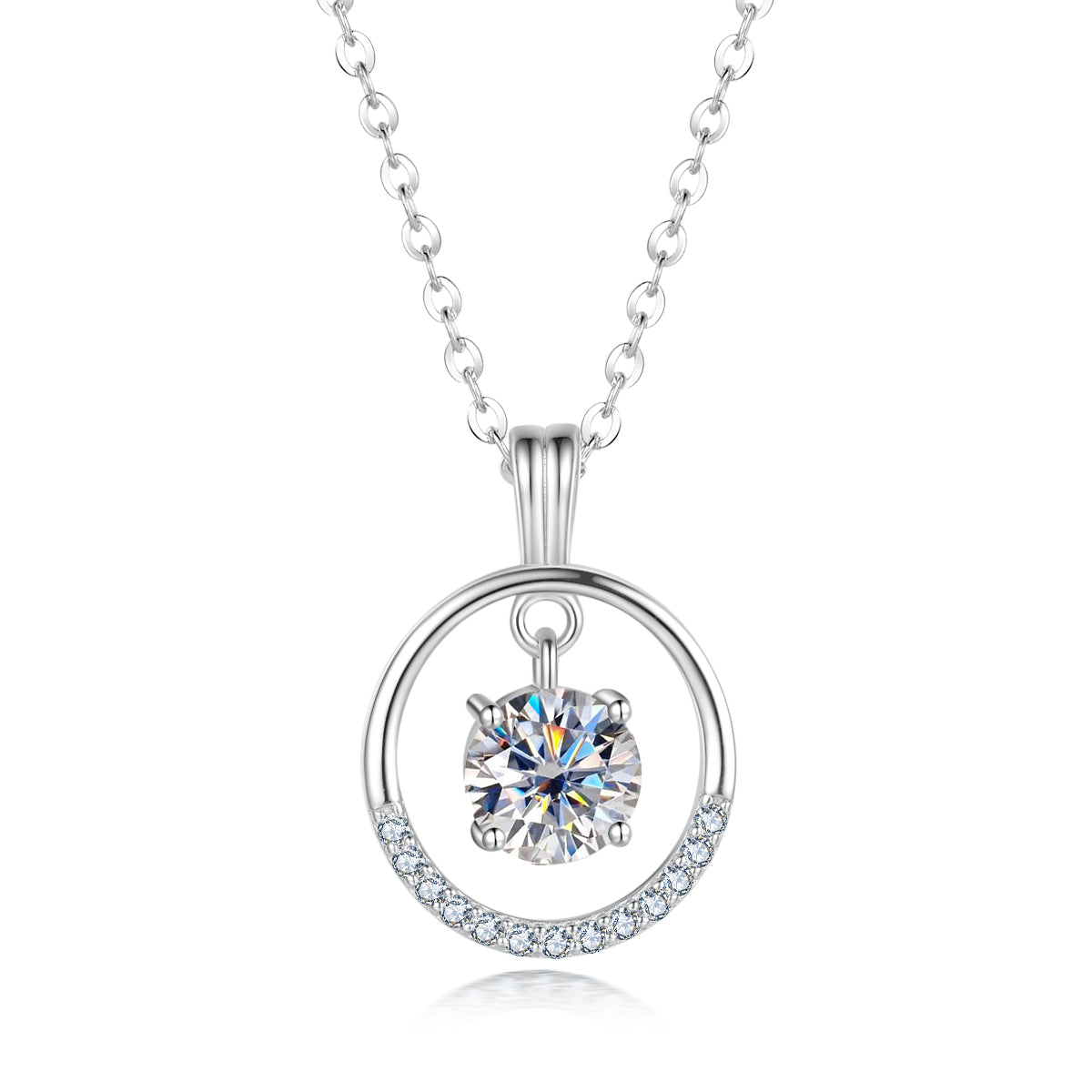 Round Cut Half Circle Moissanite Pendant Necklace