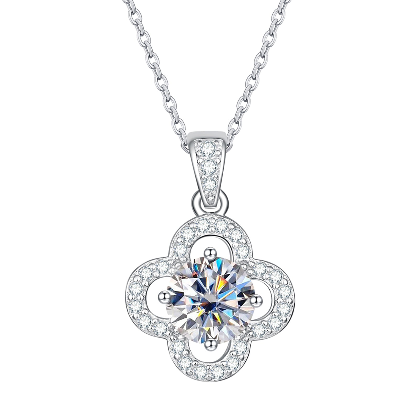 Moissanite Clover Pendant Lucky Necklace