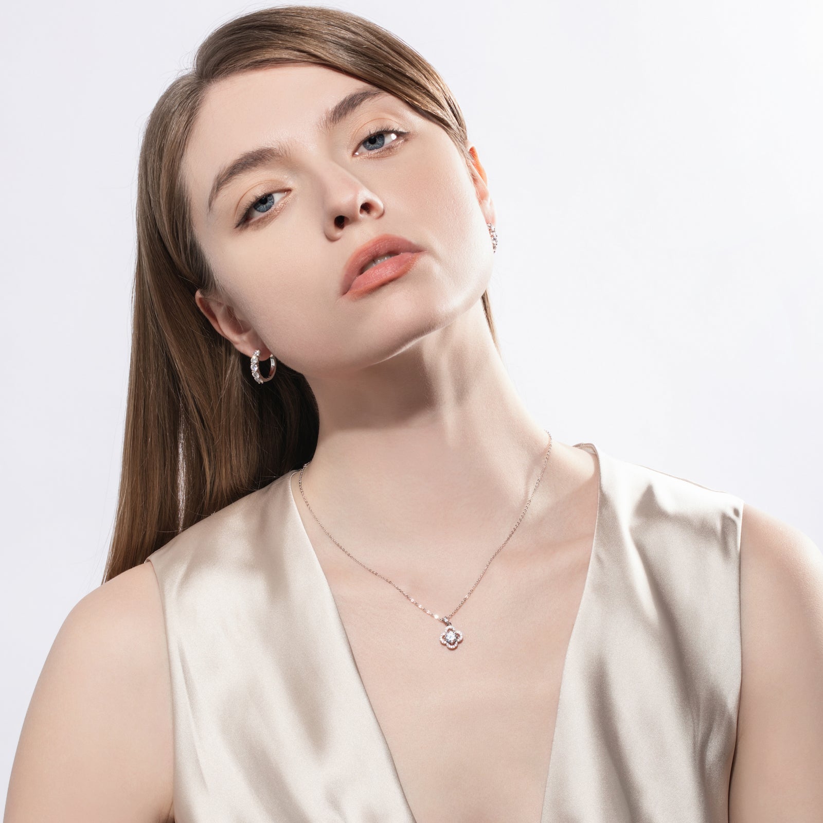 Moissanite Clover Pendant Lucky Necklace