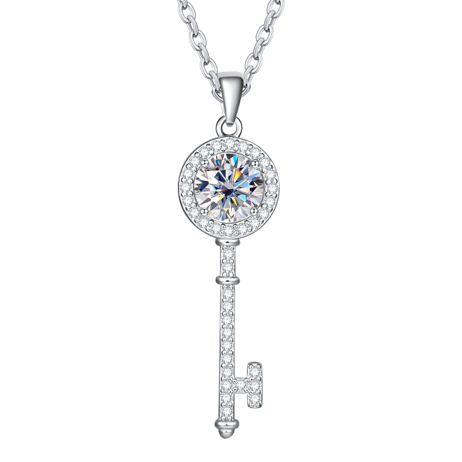 Moissanite Key Pendant Necklace