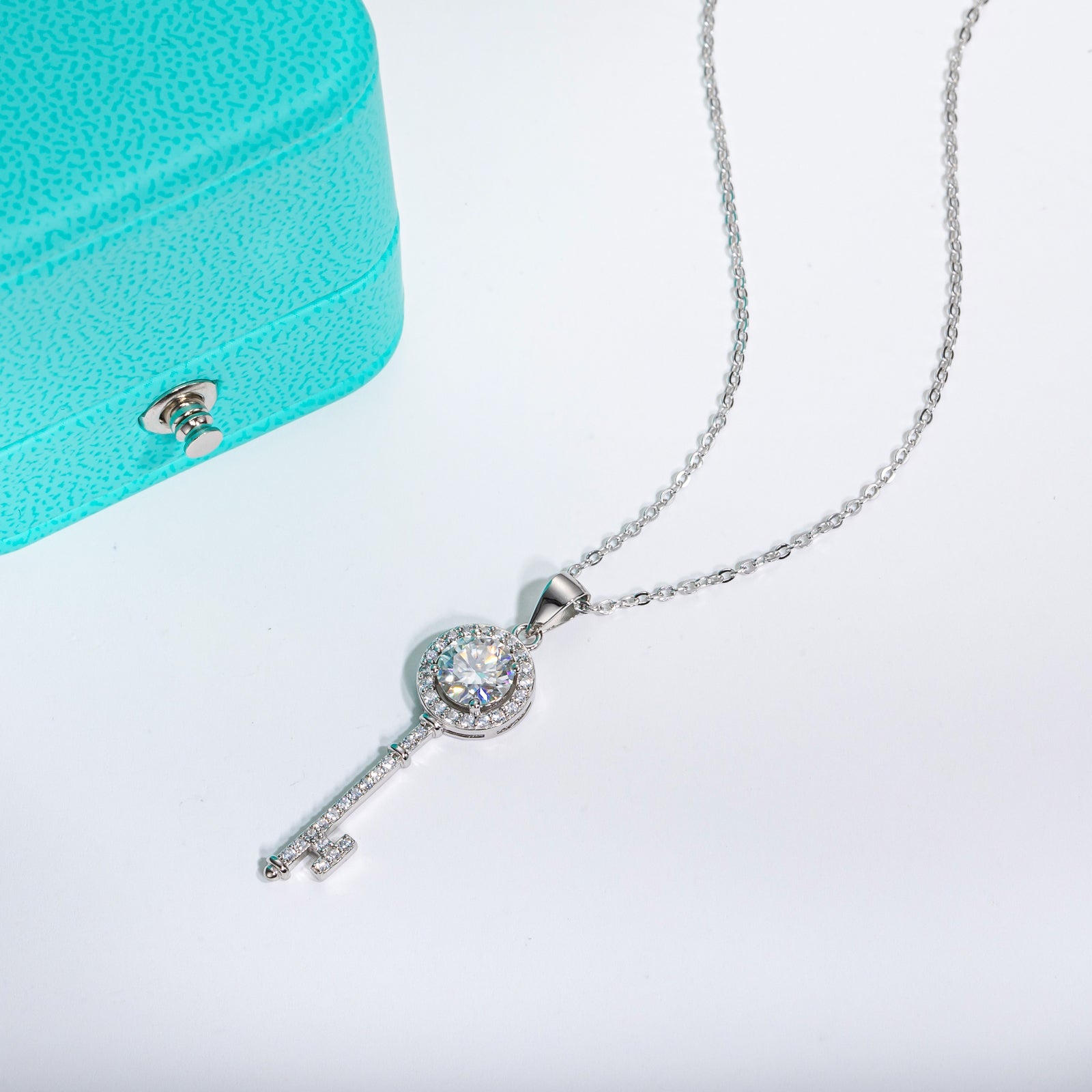 Moissanite Key Pendant Necklace