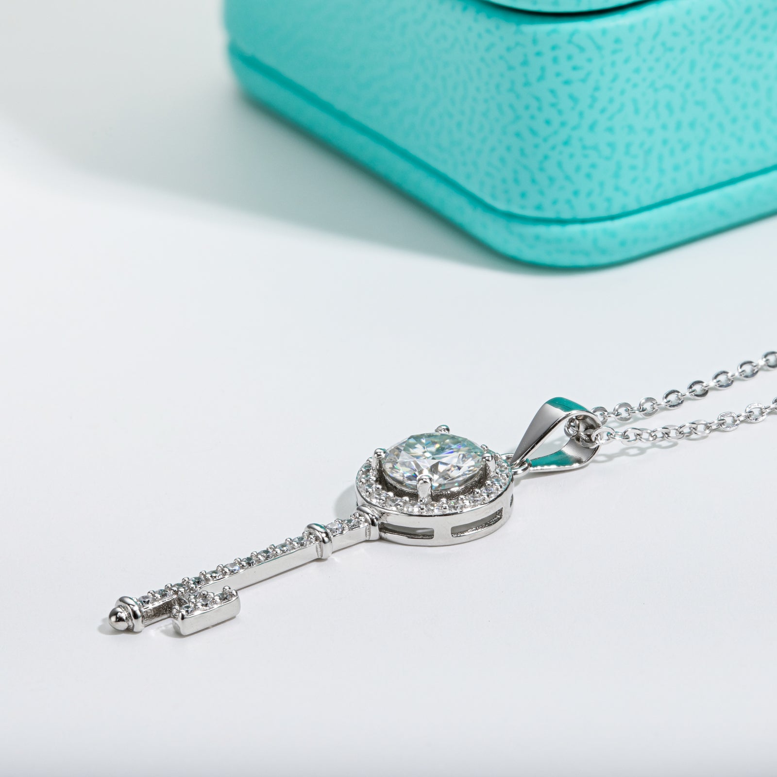 Moissanite Key Pendant Necklace
